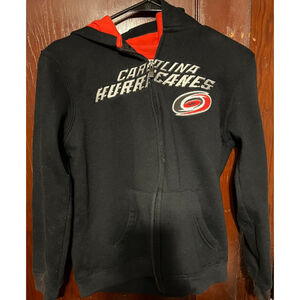 Carolina Hurricanes NHL Youth Full Zip Hoodie Size Large Black w/Red hood lining